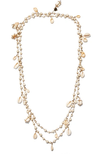 Shop Rosantica Gold-tone, Bead And Shell Necklace In White