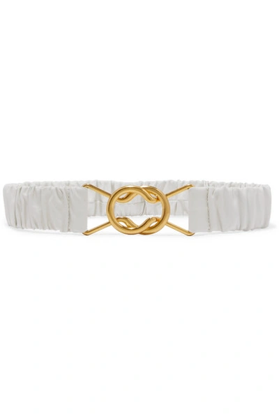 Shop Bottega Veneta Ruched Leather Belt In White