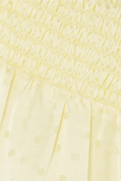 Shop Art Dealer Kate Polka-dot Silk-jacquard Wrap Dress In Pastel Yellow