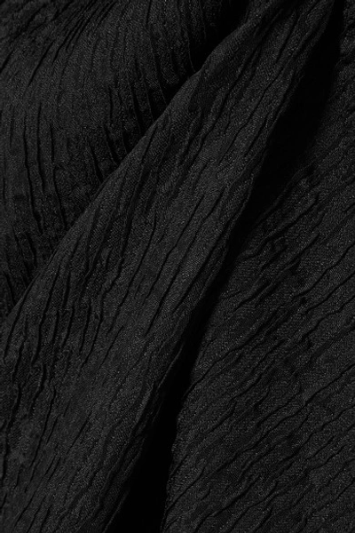 Shop Rebecca Vallance Francesca One-shoulder Bow-detailed Cloqué Gown In Black