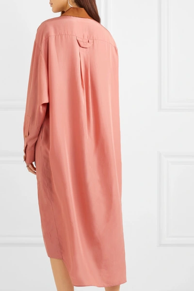 Shop Sonia Rykiel Oversized Color-block Silk-satin Dress In Blush
