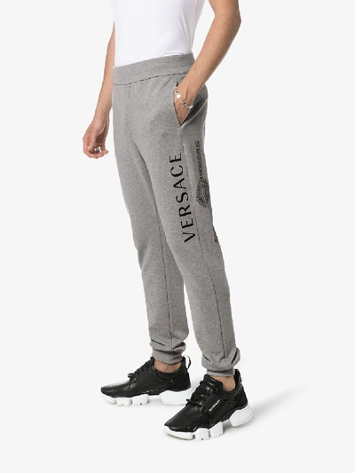 Shop Versace Medusa Logo Track Trousers In Grey