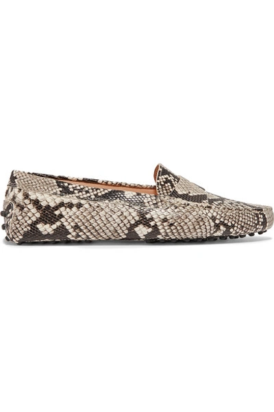 Shop Tod's Gommino Snake-effect Leather Loafers In Snake Print