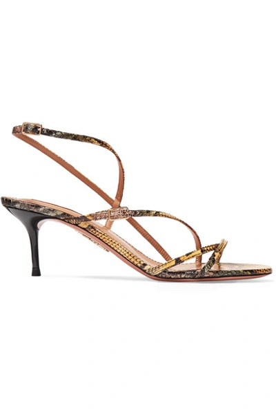 Shop Aquazzura Carolyne 60 Elaphe Sandals In Snake Print