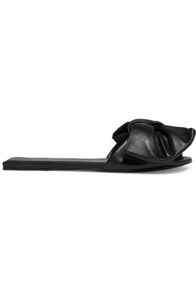 Shop Balenciaga Square Knife Bow-embellished Leather Slides In Black
