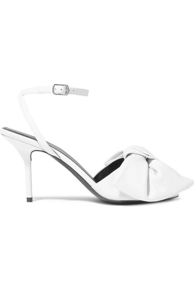 Shop Balenciaga Square Knife Bow-embellished Leather Sandals In White