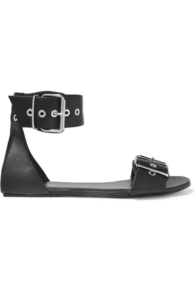 Shop Balenciaga Belt Leather Sandals In Black