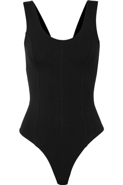 Shop Vince Stretch Cotton-jersey Bodysuit In Black