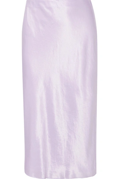 Shop Vince Hammered-satin Skirt In Lilac