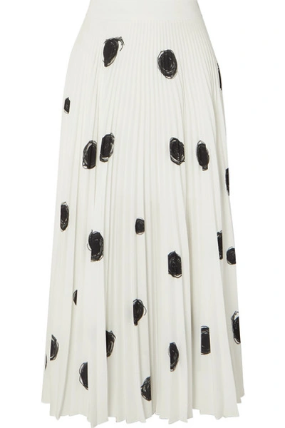 Shop Christopher Kane Pleated Printed Crepe De Chine Midi Skirt In White