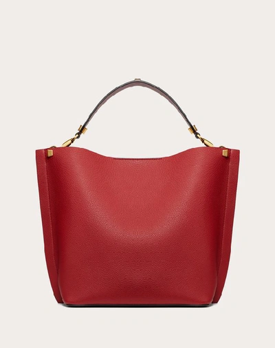 Shop Valentino Garavani Escape Grainy Calfskin Hobo Bag In Rosso