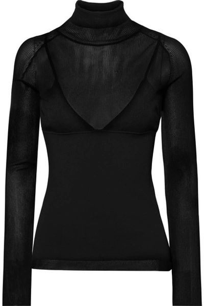 Shop Proenza Schouler Ribbed-knit Turtleneck Sweater In Black