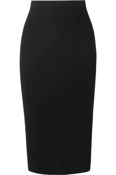 Shop Roland Mouret Arreton Wool-crepe Pencil Skirt In Black