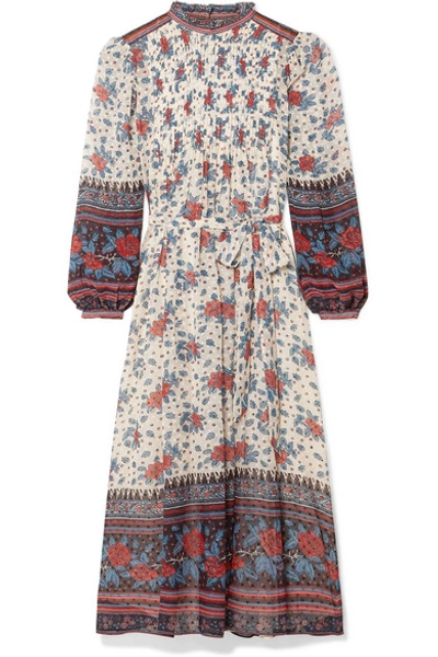 Shop Ulla Johnson Prisma Floral-print Fil Coupé Silk-blend Chiffon Midi Dress In Burgundy
