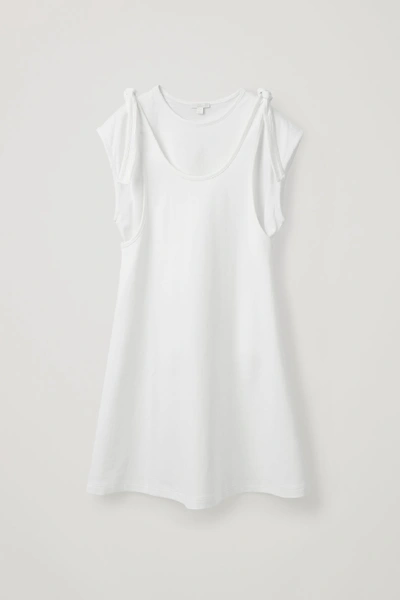 Shop Cos Knotted Double Layer Dress In White