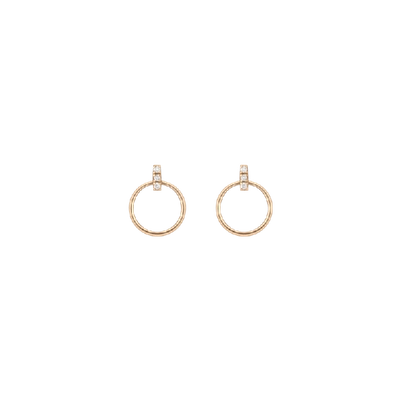 Shop Aurate Circle Earrings With Diamond Bar In Gold/ Pink