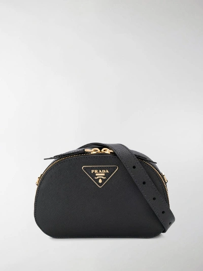 Shop Prada Brique Saffiano Belt Bag In Black