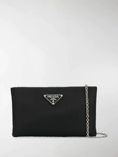 Shop Prada Triangle Logo Padded Pouch In Black