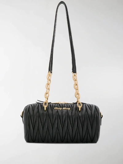 Shop Miu Miu Matelassé Shoulder Bag In Black