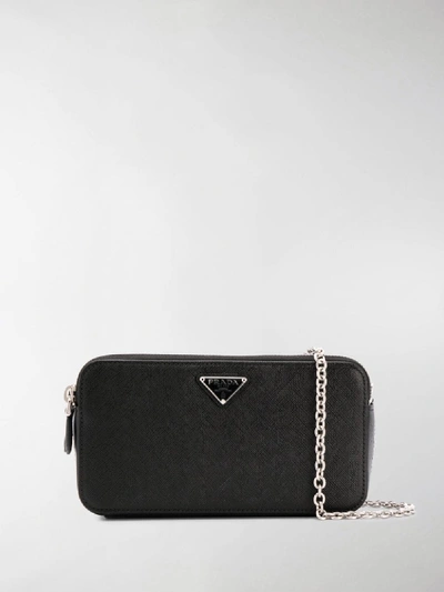 Shop Prada Mini Triangle Cross-body Bag In Black