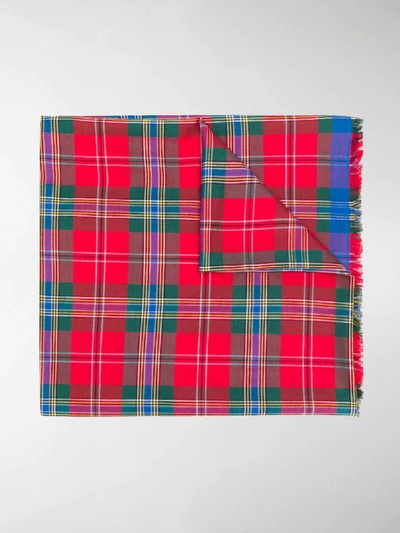 Shop Alexander Mcqueen Check Pattern Scarf In Red