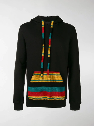 Shop Alanui Knitted Patch Pocket Hoodie In Black