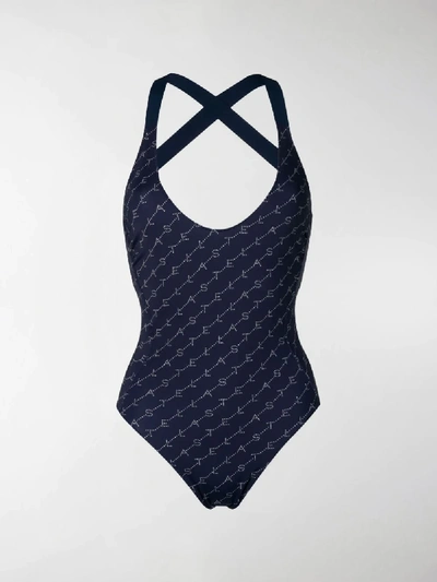 Shop Stella Mccartney Monogram Swimsuit In Blue