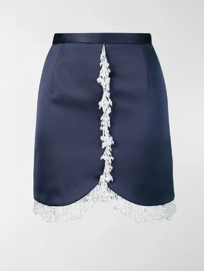 Shop Christopher Kane Pearl Embellished Mini Skirt In Blue