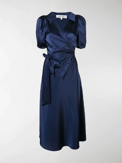 Shop Diane Von Furstenberg Short-sleeve Wrap Midi Dress In Blue