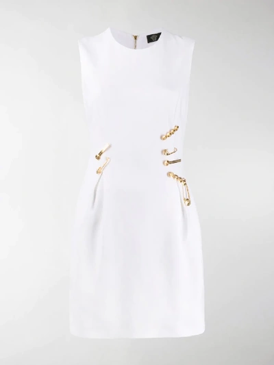 Shop Versace Sleeveless Pinned Mini Dress In White