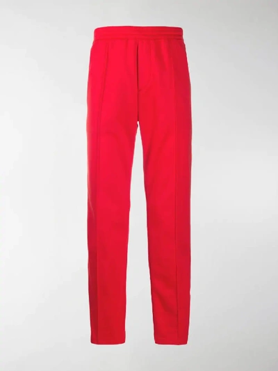 Shop Prada Pleated Straight Leg Trousers In Red