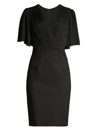 Shop Elie Tahari Tarava Flutter Sleeve Dress In Black