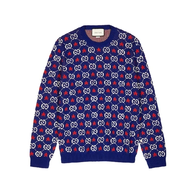 Shop Gucci Gg Supreme-intarsia Knitted Cotton Jumper