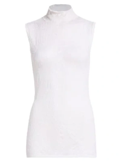Shop Helmut Lang Women's Elasticated Merino Wool Sleeveless Top In Porcelain