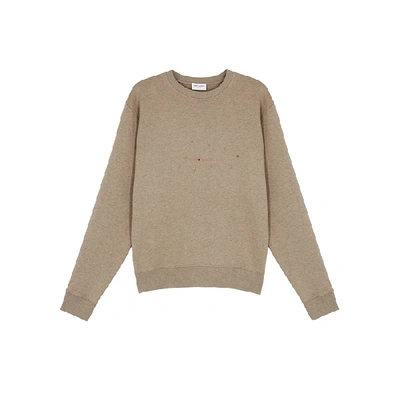 Shop Saint Laurent Taupe Star-print Jersey Sweatshirt