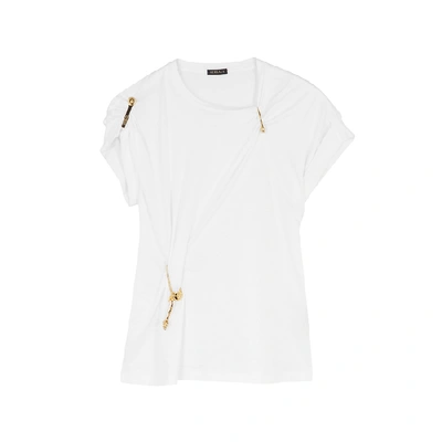 Shop Versace White Embellished Cotton T-shirt