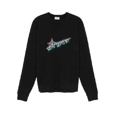 Shop Saint Laurent Black Logo Cotton Sweatshirt