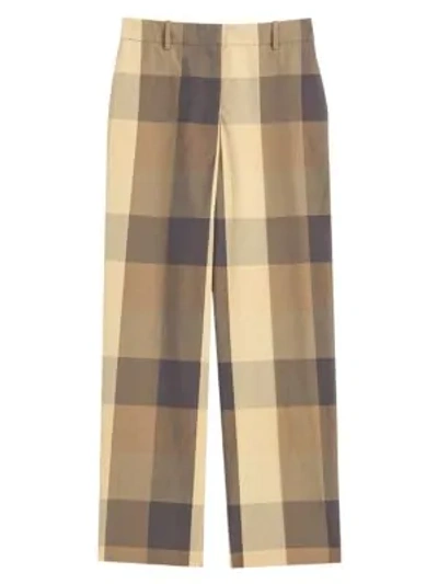 Shop Theory Silk-cotton Check High-waisted Straight Pants In Multi