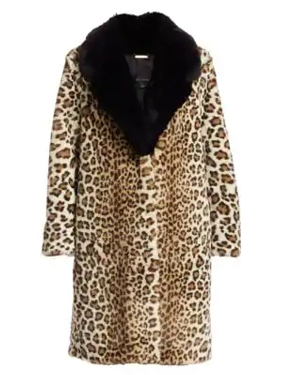 Shop St John Ocelot-print Faux Fur Coat In Beige Multi