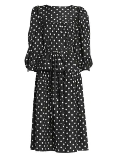 Shop Marc Jacobs Runway Polka Dot Peasant Dress In Black