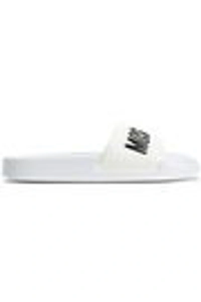 Moschino Embossed Logo Pool Slides In White