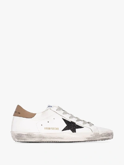 Shop Golden Goose White Superstar Distressed Leather Sneakers