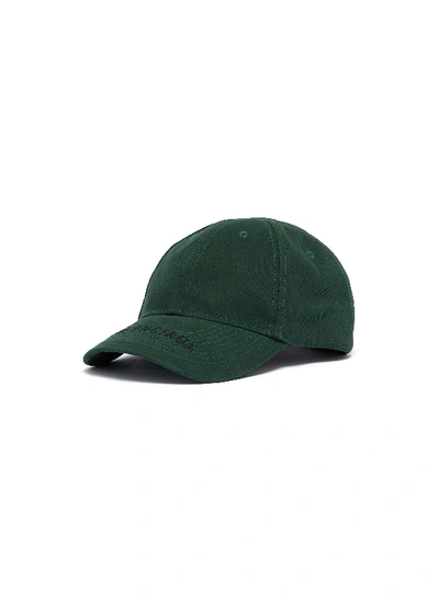 Shop Balenciaga 'everyday' Logo Embroidered Visor Baseball Cap In Vert Sapin