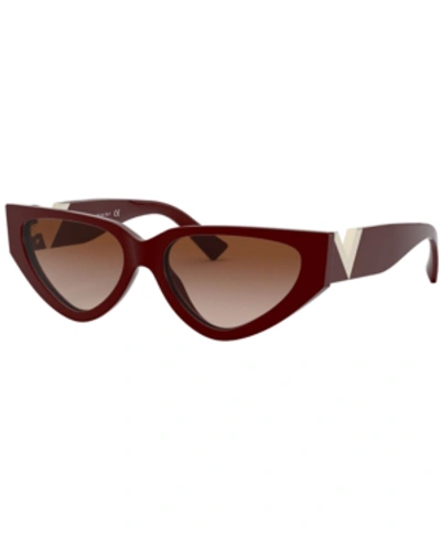 Shop Valentino Sunglasses, Va4063 54 In Bordeaux/gradient Pink Brown