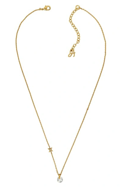 Shop Adore Round Crystal Pendant & Star Necklace In Gold Plated