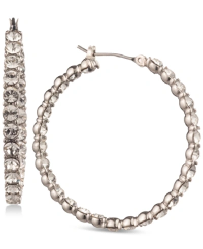 Shop Givenchy Silver-tone Inside-out Crystal Medium Hoop Earrings
