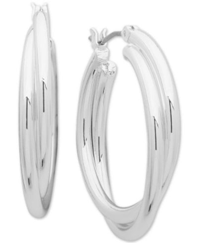 Shop Anne Klein Silver-tone Twisted Hoop Earrings, 1"
