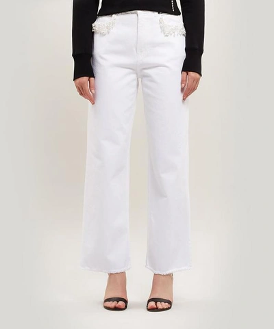 Shop Christopher Kane Pearl Wide Leg Jeans In White