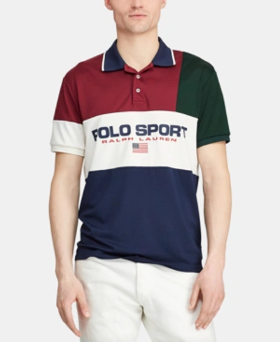 Shop Polo Ralph Lauren Men's Polo Sport Classic Fit Performance Polo Shirt In Classic Wine Multi