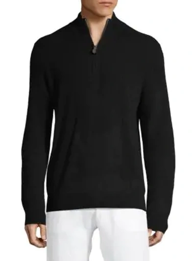 Shop Saks Fifth Avenue Half-zip Cashmere Sweater In Black